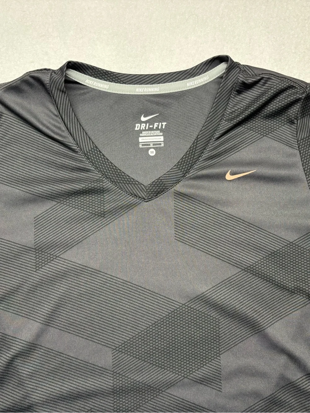 Nike Top Shirt Adult Gray Dri Fit V Neck Short Sleeve Tee Womens Medium